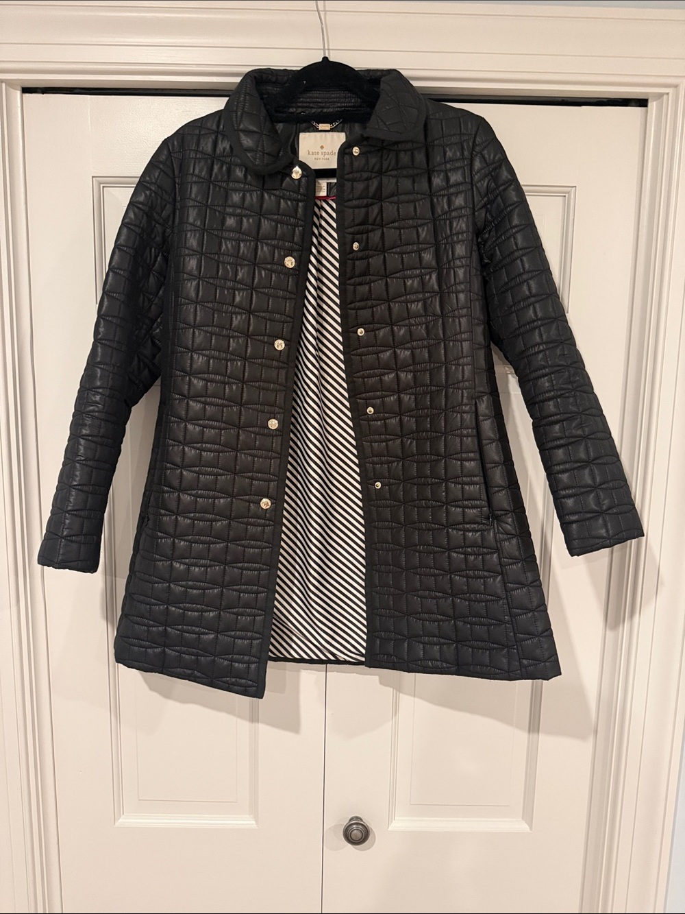 kate spade Black Quilted A-Line Puffer Coat